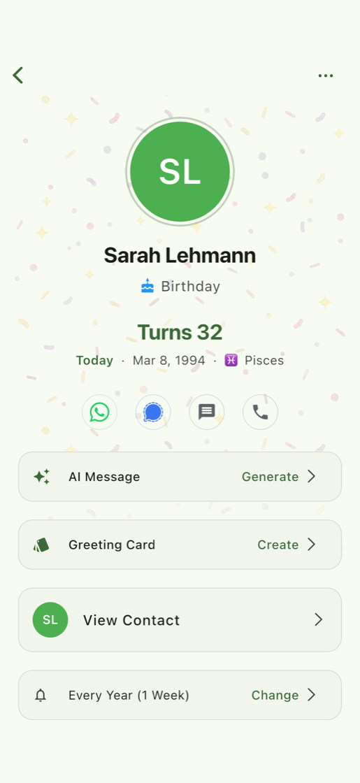 Event detail with quick actions