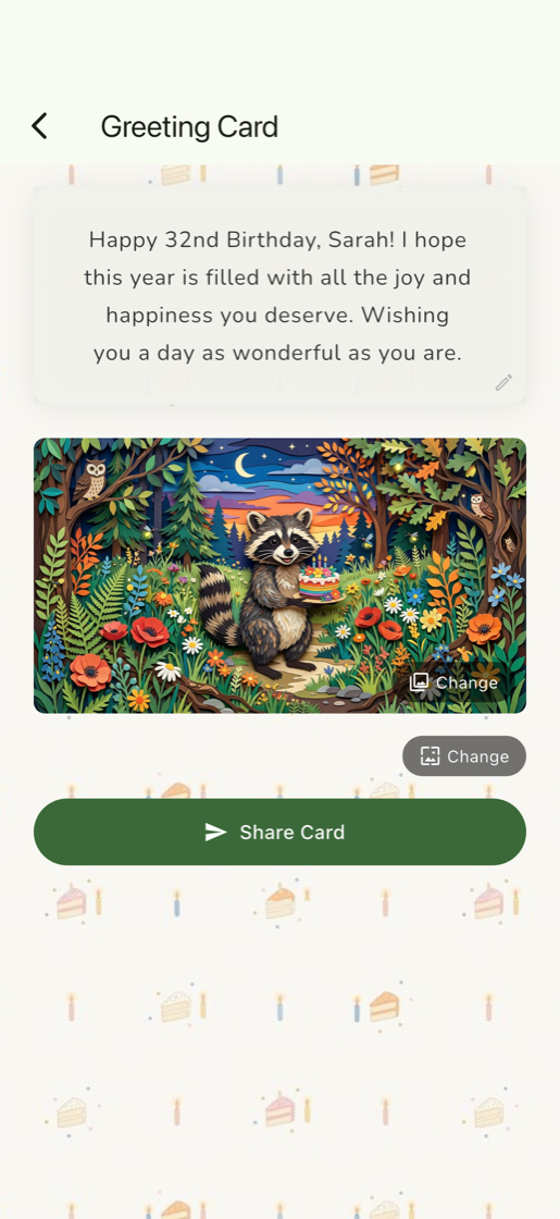 Greeting card preview